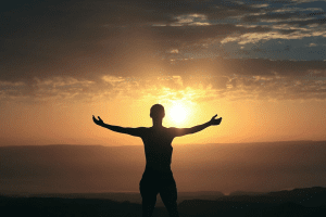Morning Sunrise Woman Silhouette Sunlight Nature