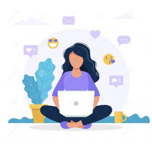 Vector illustration, concept of meditation workflow